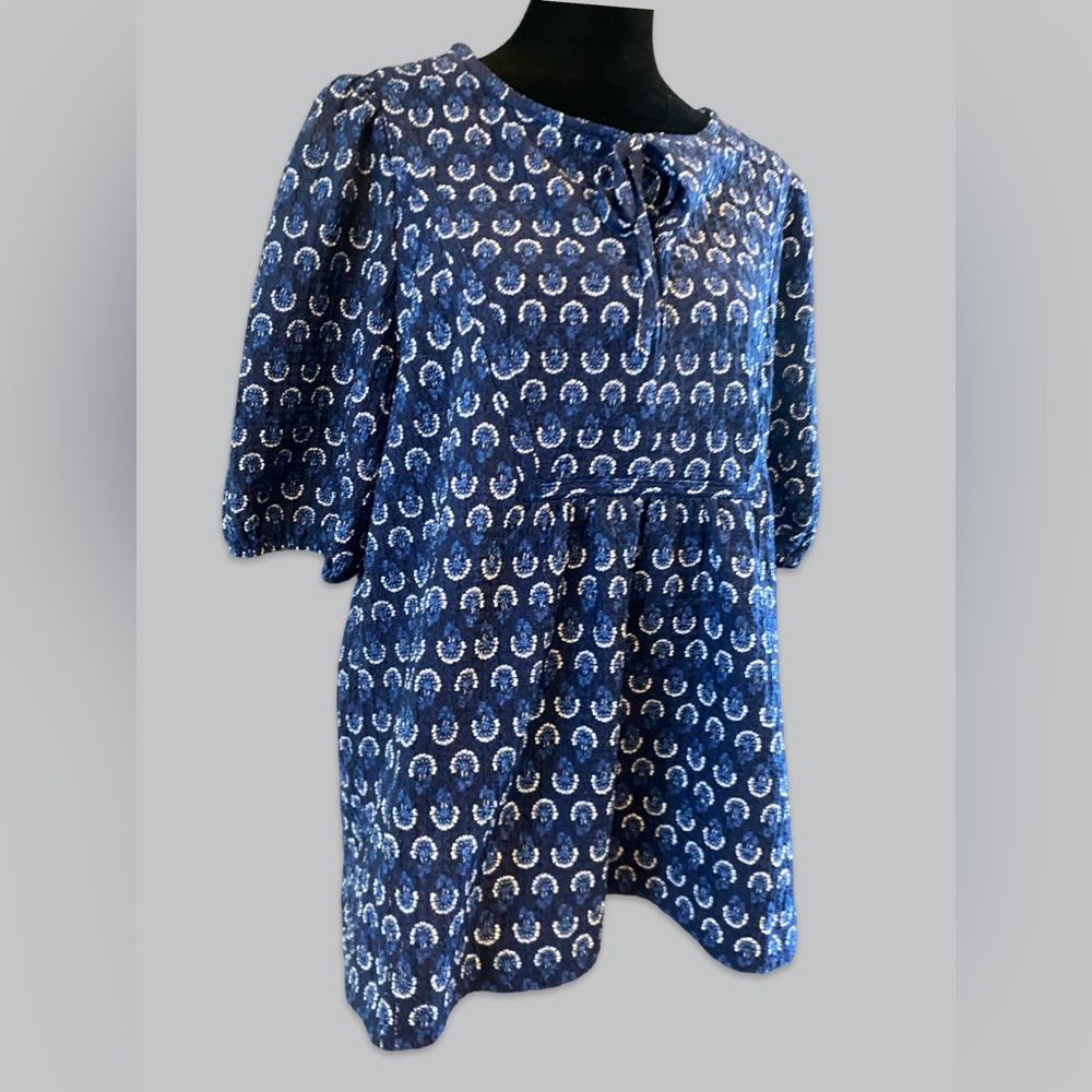 LOFT Keyhole Blouse - Navy
